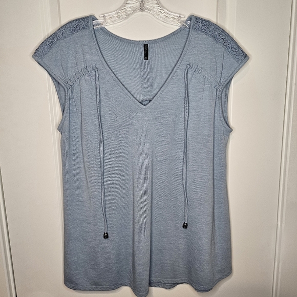 North river Tops - North River Womens Jersey V Neck Soft Blue Knit Lagenlook Flowy Top Size Medium